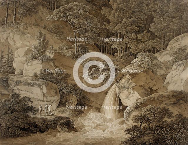 View of the Amselfall in Saxony, 1794. Creator: Adrian Zingg.