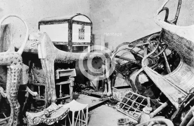 View of the antechamber of the Tomb of Tutankhamun, Valley of the Kings, Egypt, 1922. Artist: Unknown