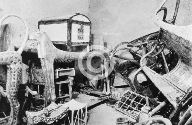 View of the antechamber of the Tomb of Tutankhamun, Valley of the Kings, Egypt, 1922. Artist: Unknown