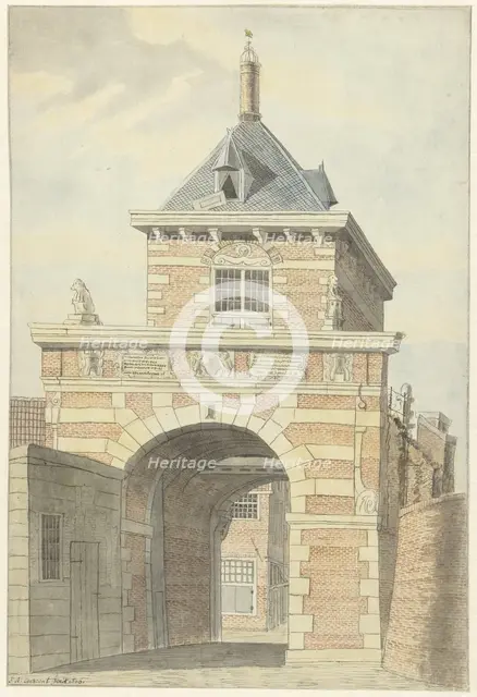 View of the ancient Vriesche Poort in Alkmaar, 1802. Creator: Jacobus Andreas Crescent.