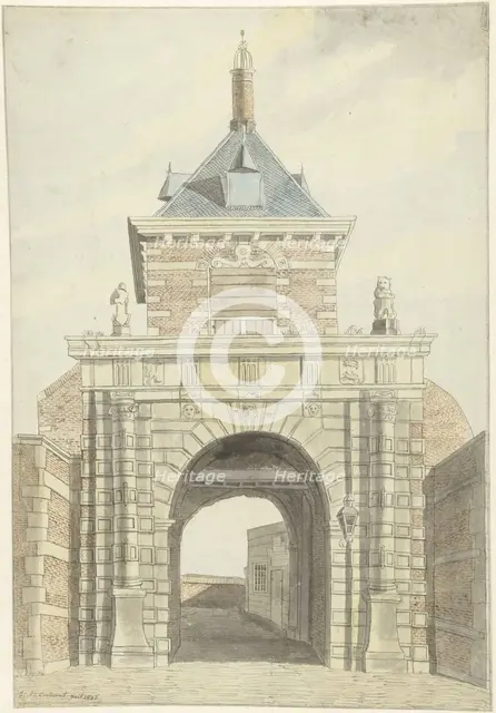 View of the ancient Vriesche Poort in Alkmaar, from the front, 1802. Creator: Jacobus Andreas Crescent.