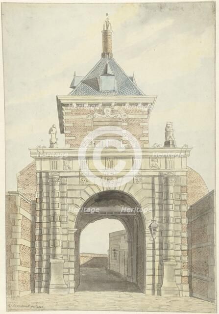 View of the ancient Vriesche Poort in Alkmaar, from the front, 1802. Creator: Jacobus Andreas Crescent.