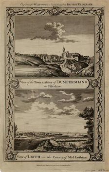 View of the Abbey and Town of Dunfermline and View of Leith. Creator: Alexander Hogg