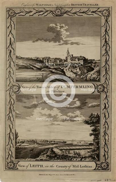 View of the Abbey and Town of Dunfermline and View of Leith. Creator: Alexander Hogg.