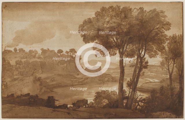 View of the Acqua Acetosa (recto), c. 1645. Creator: Claude Lorrain (French, 1604-1682).