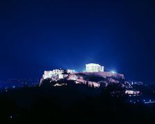 View of the Acropolis at night, 5th century BC