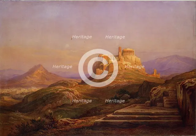 View of the Acropolis from the Pnyx, 1863. Artist: Müller, Rudolf (1802-1885)