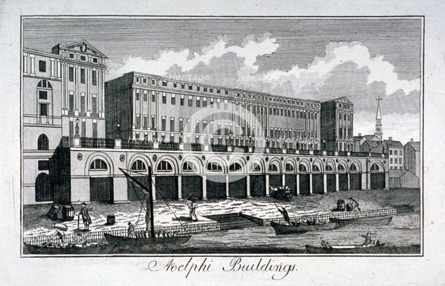 View of the Adelphi riverside development, Westminster, London, c1800. Artist: Anon