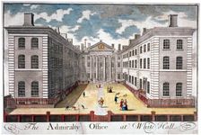 View of the Admiralty, Whitehall, with figures in the courtyard, Westminster, London, c1750. Artist: Anon