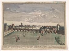 View of the Alte Brücke over the river Main in Frankfurt am Main, 1742-1801. Creator: Anon