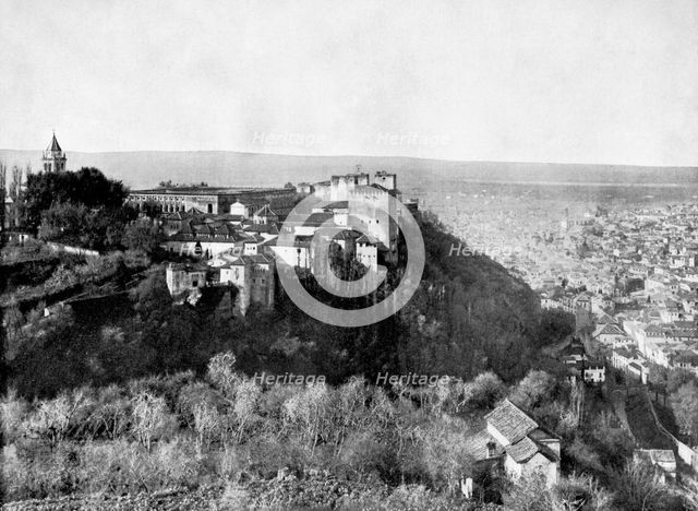 View of the Alhambra, Granada, Spain, 1893.Artist: John L Stoddard