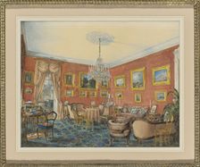 View of the artist's drawing room in his townhouse by the Neva in St. Petersburg, 1859. Artist: Hau, Eduard (1807-1887)