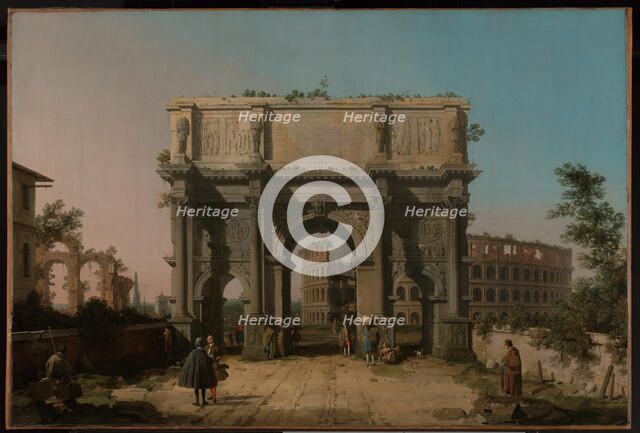 View of the Arch of Constantine with the Colosseum, 1742-1745. Artist: Canaletto (1697-1768)
