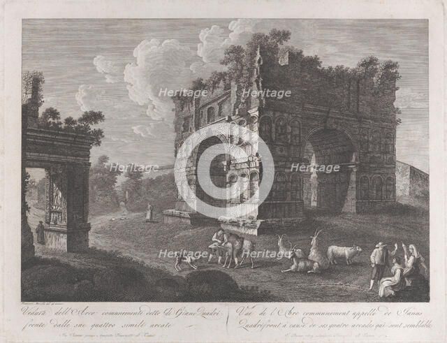 View of the Arch of Janus, with shepherds and goats in the foreground, 1795-1800., 1795-1800. Creator: François Morel.