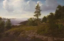 View of the archipelago at Elleholm, Blekinge, 1854. Creator: Godtfred Rump