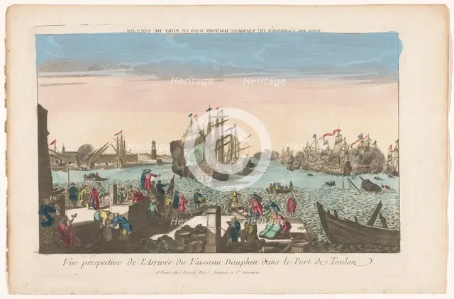 View of the arrival of the ship Dauphin in the port of Toulon, 1700-1799. Creator: Anon.