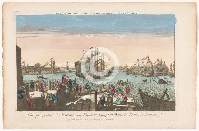 View of the arrival of the ship Dauphin in the port of Toulon, 1700-1799. Creator: Anon.