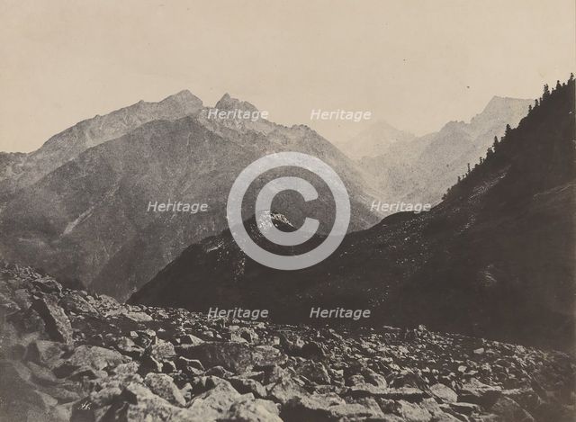 View of the Arruns Pass and Peak from the Pont de Soubé, 1852. Creator: John Stewart.