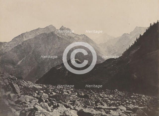 View of the Arruns Pass and Peak from the Pont de Soubé, 1852. Creator: John Stewart.