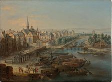 View of the Arsenal, the port Saint Paul and the quai des Célestins in Paris, 1730s. Creator: Grevenbroeck, Charles Léopold van (active 1732-1759)