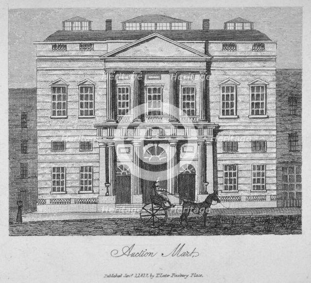 View of the Auction Mart in Bartholomew Lane, City of London, 1817. Artist: Anon