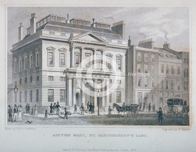 View of the Auction Mart in Bartholomew Lane, City of London, 1829. Artist: W Watkins