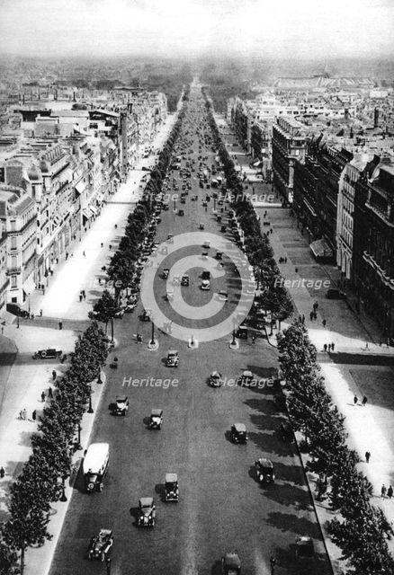 View of the Avenue des Champs Elysees, Paris, 1931.Artist: Ernest Flammarion