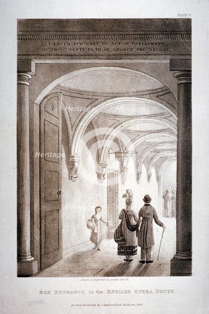 View of the box entrance in the King's Theatre, Haymarket, London, 1837.                             Artist: Daniel Havell