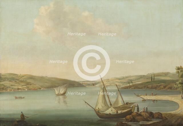 View of the Bosporus, taken from the Height of Beykoz to the northwest, with the Aqueduct of Justini Creator: Antoine van der Steen.