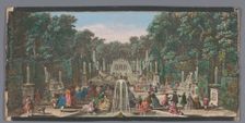 View of the Bosquet de l’Arc de Triomphe in the garden of Versailles, c.1691-after 1753. Creator: Jacques Rigaud