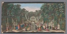 View of the Bosquet de l’Arc de Triomphe in the garden of Versailles, c.1691-after 1753. Creator: Jacques Rigaud