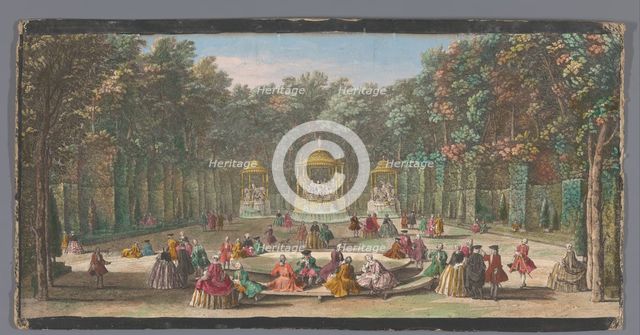 View of the Bosquet des Bains d’Apollon in the garden of Versailles, c.1691-after 1753. Creator: Jacques Rigaud.