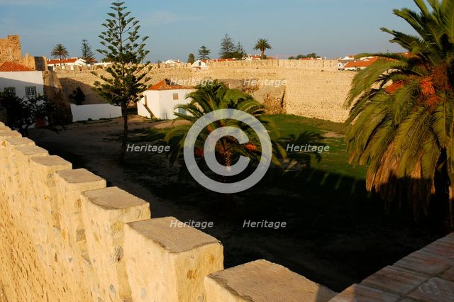 View of the battlemented walls of the castle, Sines, District of Setúbal, Portugal, 2008.  Creator: Unknown.