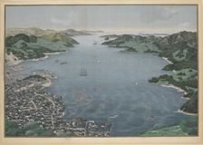 View of the bay of Nagasaki, c.1833. Creator: Kawahara, Keiga (1786-after 1860)