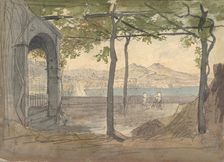 View of the Bay of Naples with Mount Vesuvius, early 19th century. Creator: Anon