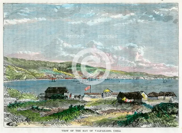 'View of the Bay of Valparaiso, Chili', c1880. Artist: Unknown