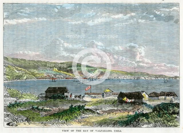 'View of the Bay of Valparaiso, Chili', c1880. Artist: Unknown