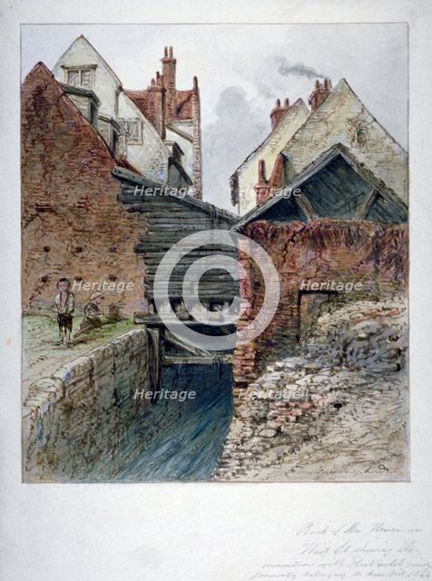 View of the back of a house in Chick Lane, showing Fleet Ditch, City of London, 1844. Artist: Frederick Napoleon Shepherd