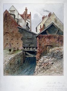 View of the back of a house in Chick Lane, showing Fleet Ditch, City of London, 1844. Artist: Frederick Napoleon Shepherd