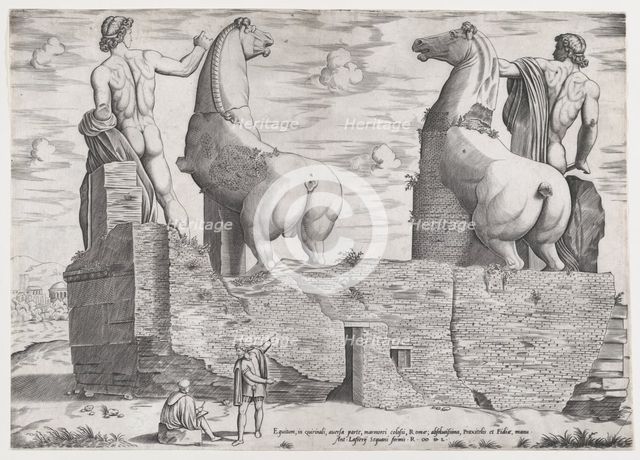View of the Back of Statues of the Dioscuri at the Quirinal, 1550. Creator: Anon.