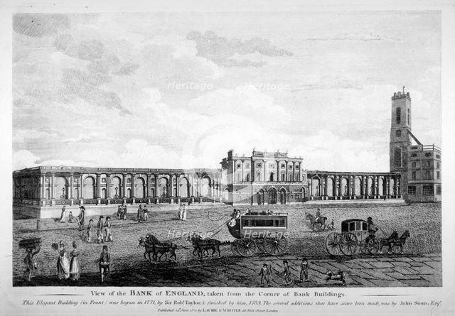 View of the Bank of England,  City of London, 1800.               Artist: Anon