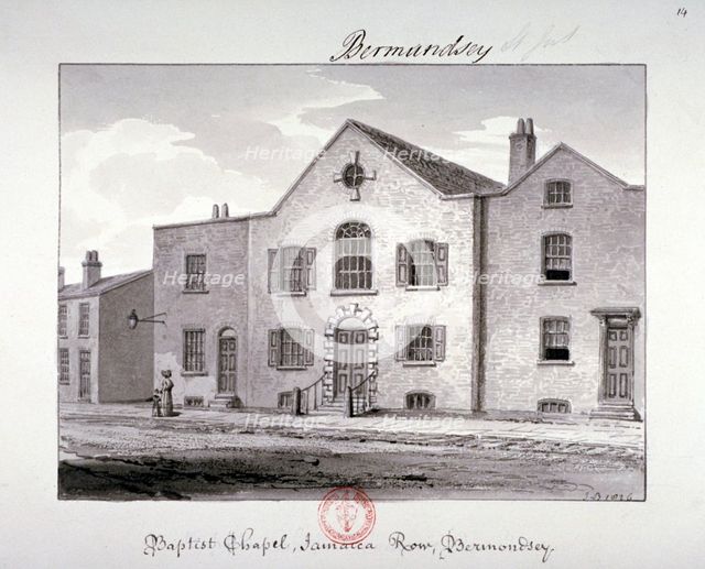 View of the Baptist Chapel on Jamaica Row, Bermondsey, London, 1826. Artist: John Chessell Buckler