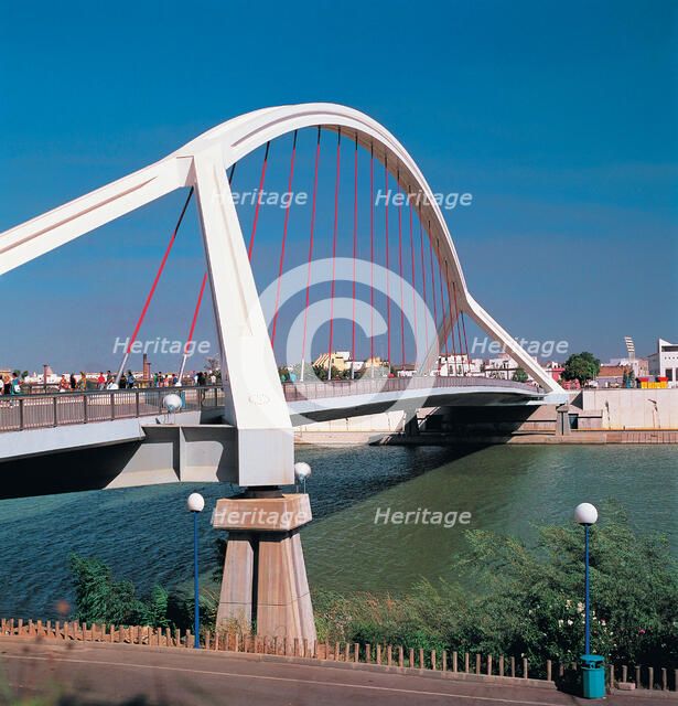 View of the Barqueta bridge in Seville.