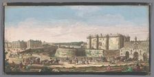 View of the Bastille and Porte Saint-Antoine in Paris, 1700-1799. Creators: Anon, Jacques Rigaud