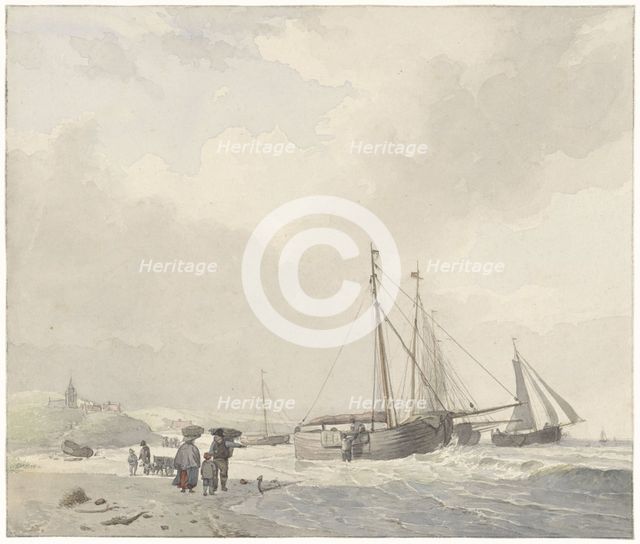 View of the beach at Scheveningen, 1805-1860. Creator: Hendrik van de Sande Bakhuyzen.