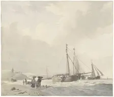 View of the beach at Scheveningen, 1805-1860. Creator: Hendrik van de Sande Bakhuyzen