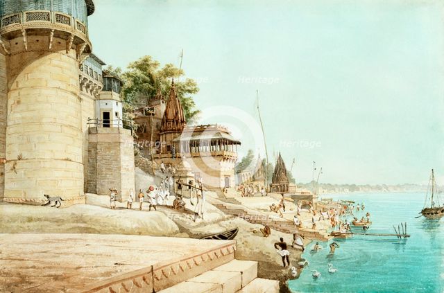 View of the Benares ghats, 1825. Creator: James Prinsep.