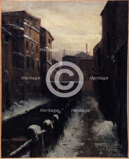 View of the Bievre, avenue des Gobelins (snow effect), c1900. Creator: Germain Eugene Bonneton.