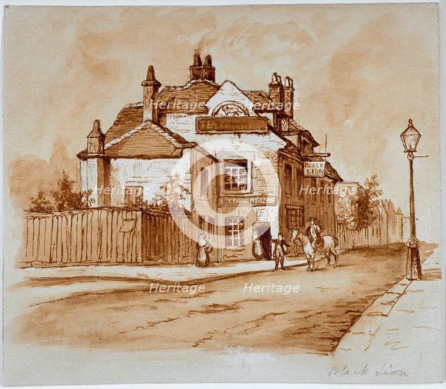 View of the Black Lion Inn, Church Street, Chelsea, London, 1860.                                    Artist: Anon