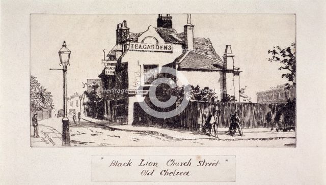 View of the Black Lion Inn, London, 1860. Artist: Walter Greaves